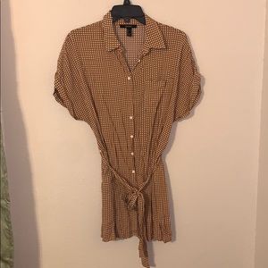 Short-Sleeve Collared Button-Down Dress